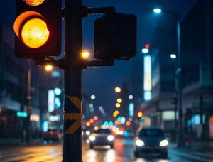 Почему ночью на некоторых перекрестках загораются мигающие огни светофора в Оленегорске - start-avto51.ru | фото